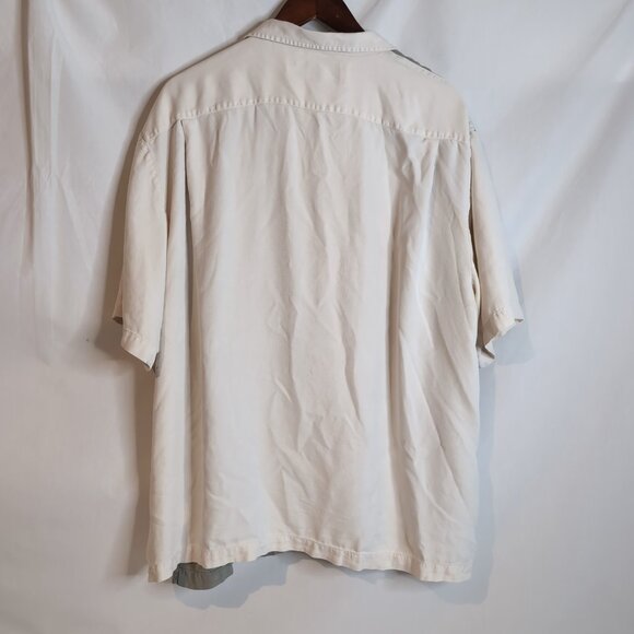 Nat Nast Men's Green/Off-White Short Sleeve Button Up Shirt 100% Silk Luxury, XL - Picture 3 of 9